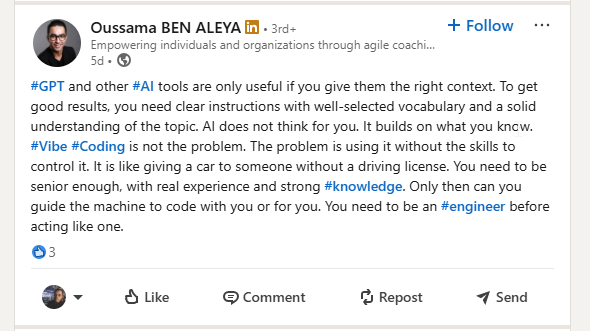 LinkedIn vibe coding discussion